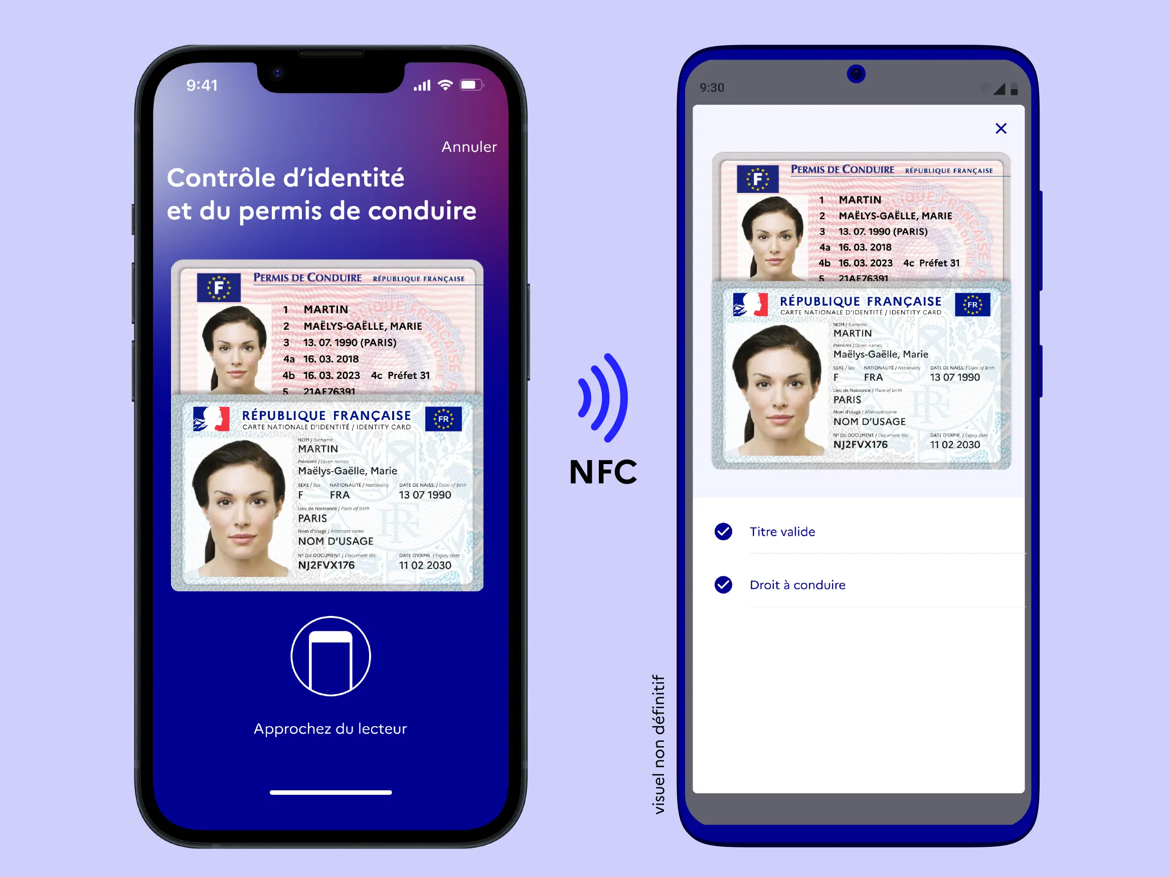 Après le consemtement de l'usager, l'application France Identité peut transferer les données grâce à la technologie NFC