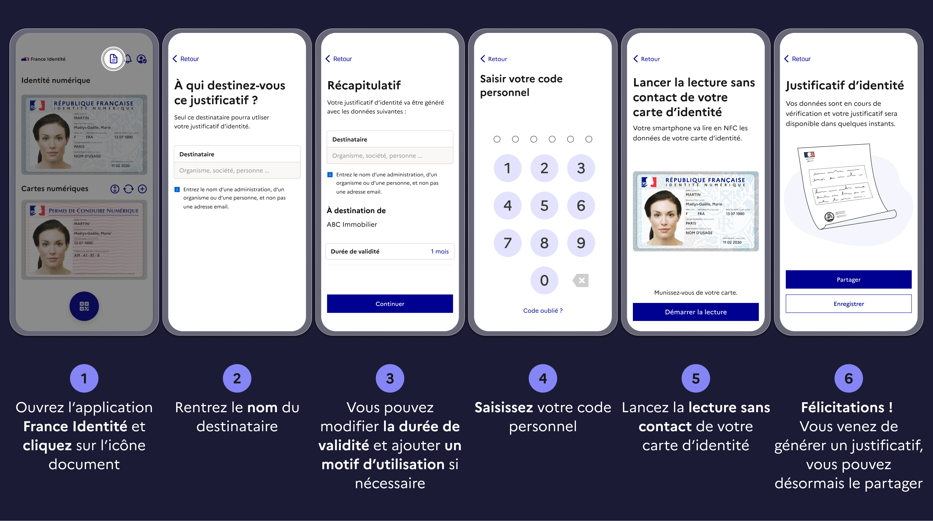 Générer un justificatif d'identité à usage unique
