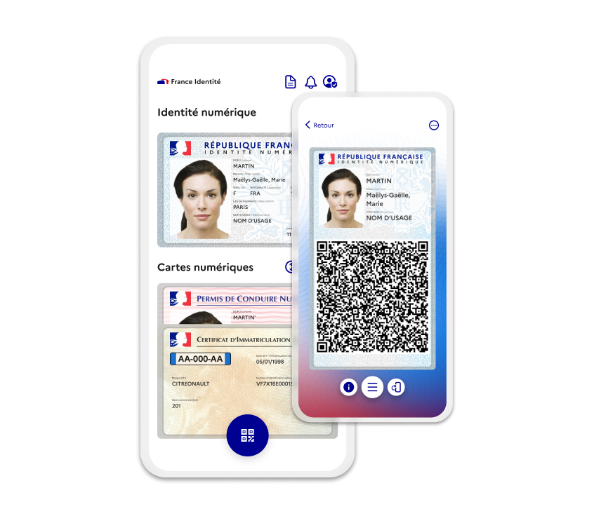 Capture d'écran de France Identité avec un QR code à présenter dans les trains